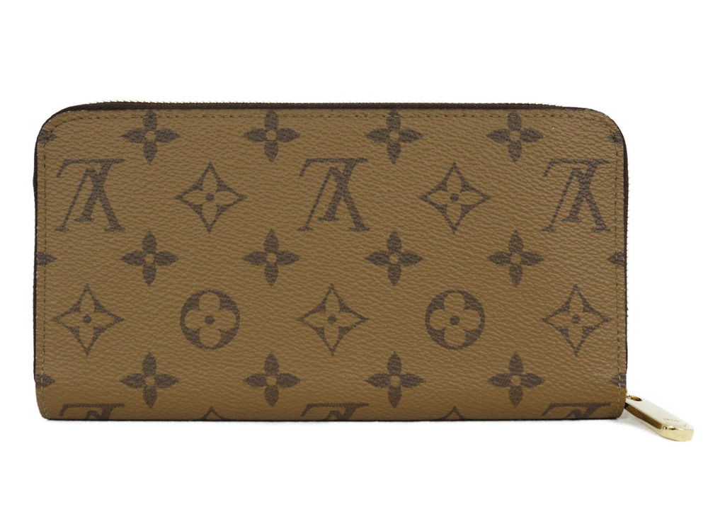 Louis Vuitton UnWith  Beige Brown Reverse Monogram Wallet Long Zippy Tan Brown